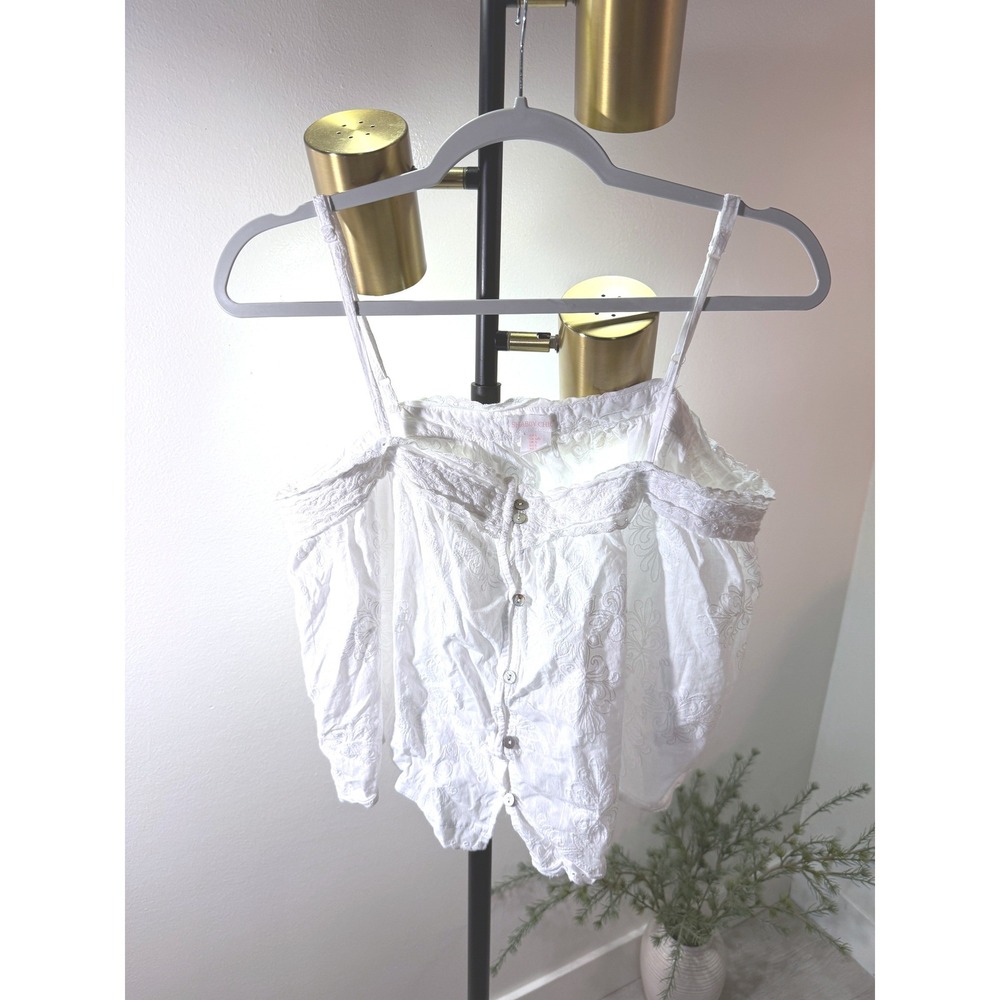 shabby chic brand tank boutique white poplin eyelet cotton comfort romantic LG